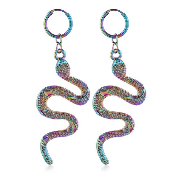 2/$20! Rainbow Serpent Huggie Hoop Earrings - Picture 5 of 9